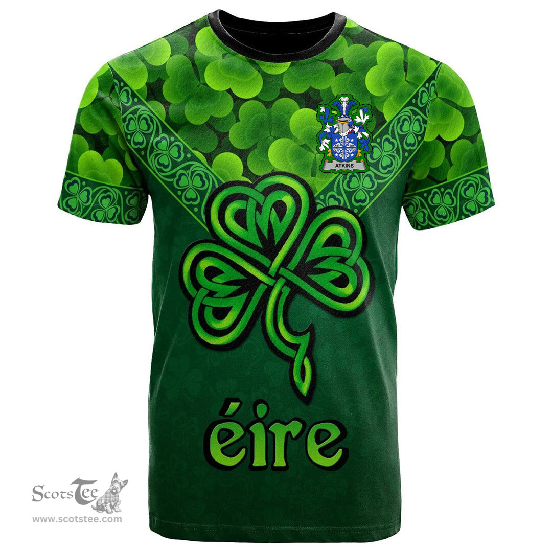 ScotsTee Shop Irish Atkins Coat of Arms Irish T Shirt Irish Shamrock Triangle Style
