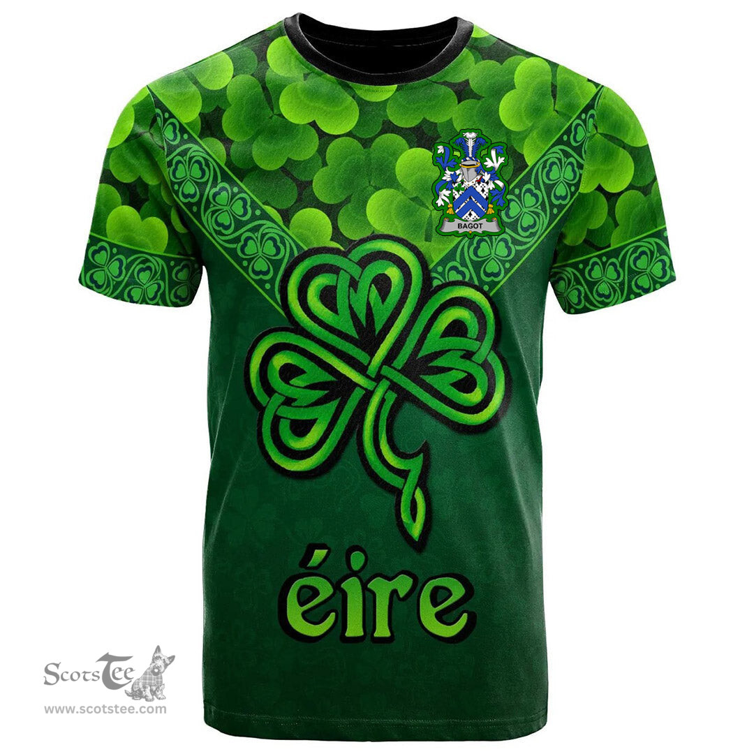 ScotsTee Shop Irish Bagot Coat of Arms Irish T Shirt Irish Shamrock Triangle Style