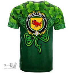 ScotsTee Shop Irish House of O MALLEY Coat of Arms Irish T Shirt Irish Shamrock Triangle Style