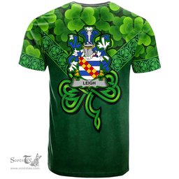 ScotsTee Shop Irish Leigh or McLaeghis Coat of Arms Irish T Shirt Irish Shamrock Triangle Style