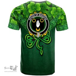 ScotsTee Shop Irish House of MANGAN Coat of Arms Irish T Shirt Irish Shamrock Triangle Style