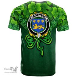 ScotsTee Shop Irish House of MACSHANLY Coat of Arms Irish T Shirt Irish Shamrock Triangle Style