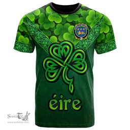 ScotsTee Shop Irish House of MACSHANLY Coat of Arms Irish T Shirt Irish Shamrock Triangle Style