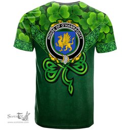 ScotsTee Shop Irish House of O HANRAGHTY Coat of Arms Irish T Shirt Irish Shamrock Triangle Style