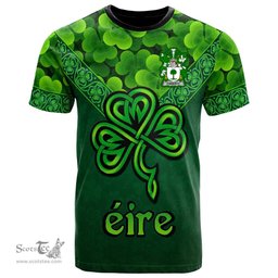ScotsTee Shop Irish Finnerty or O Finaghty Coat of Arms Irish T Shirt Irish Shamrock Triangle Style