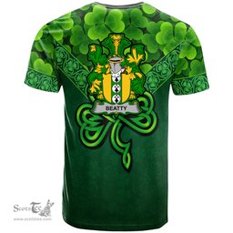 ScotsTee Shop Irish Beatty or Betagh Coat of Arms Irish T Shirt Irish Shamrock Triangle Style