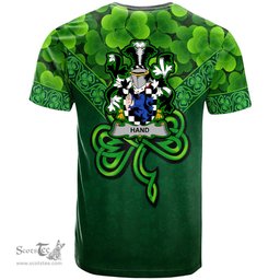 ScotsTee Shop Irish Hand or McClave Coat of Arms Irish T Shirt Irish Shamrock Triangle Style