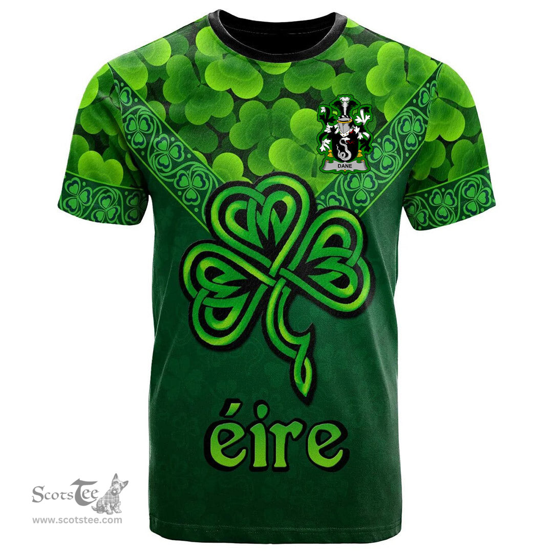 ScotsTee Shop Irish Dane or O Dane Coat of Arms Irish T Shirt Irish Shamrock Triangle Style