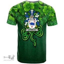 ScotsTee Shop Irish Crowley or O Crouley Coat of Arms Irish T Shirt Irish Shamrock Triangle Style
