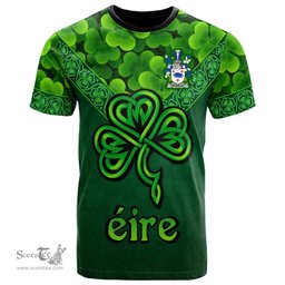 ScotsTee Shop Irish Crowley or O Crouley Coat of Arms Irish T Shirt Irish Shamrock Triangle Style