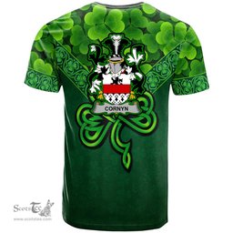 ScotsTee Shop Irish Cornyn or O Cornyn Coat of Arms Irish T Shirt Irish Shamrock Triangle Style