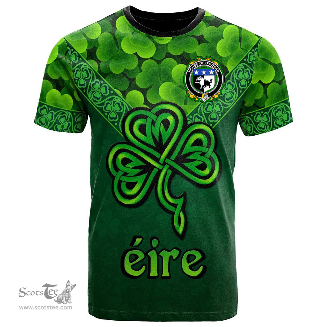 ScotsTee Shop Irish House of O DORAN Coat of Arms Irish T Shirt Irish Shamrock Triangle Style