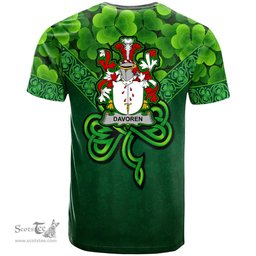 ScotsTee Shop Irish Davoren or O Davoren Coat of Arms Irish T Shirt Irish Shamrock Triangle Style
