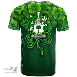 ScotsTee Shop Irish Connor or O Connor Don Coat of Arms Irish T Shirt Irish Shamrock Triangle Style