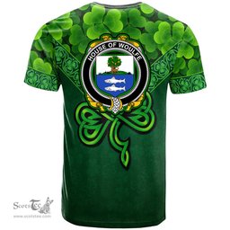 ScotsTee Shop Irish House of WOULFE Coat of Arms Irish T Shirt Irish Shamrock Triangle Style
