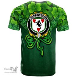 ScotsTee Shop Irish House of O CREAN Coat of Arms Irish T Shirt Irish Shamrock Triangle Style