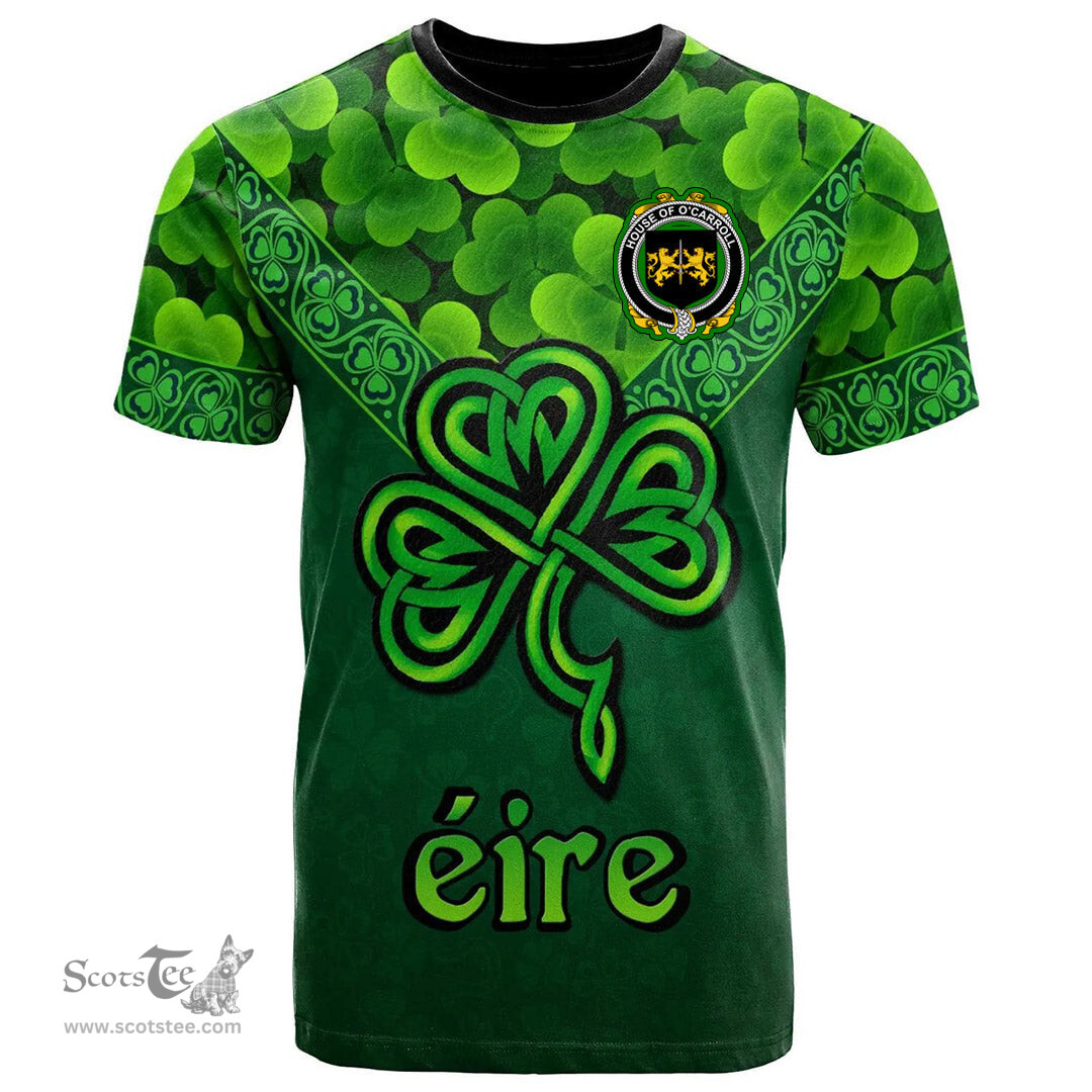 ScotsTee Shop Irish House of O CARROLL Coat of Arms Irish T Shirt Irish Shamrock Triangle Style