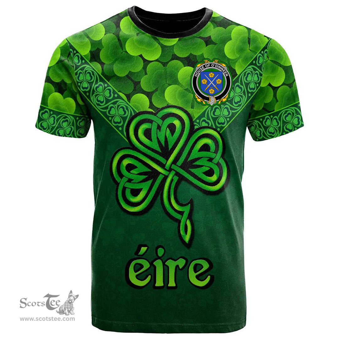 ScotsTee Shop Irish House of O DINNEEN Coat of Arms Irish T Shirt Irish Shamrock Triangle Style