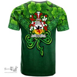 ScotsTee Shop Irish Daly or O Daly Coat of Arms Irish T Shirt Irish Shamrock Triangle Style