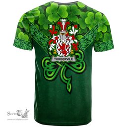 ScotsTee Shop Irish Tubervile or Tuberville Coat of Arms Irish T Shirt Irish Shamrock Triangle Style