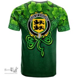 ScotsTee Shop Irish House of O ROURKE Coat of Arms Irish T Shirt Irish Shamrock Triangle Style