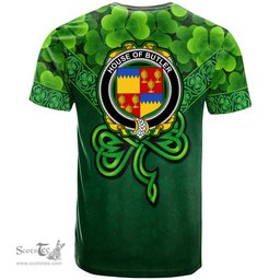 ScotsTee Shop Irish House of BUTLER Coat of Arms Irish T Shirt Irish Shamrock Triangle Style