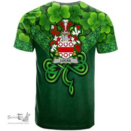 ScotsTee Shop Irish Lucas or Luke Coat of Arms Irish T Shirt Irish Shamrock Triangle Style