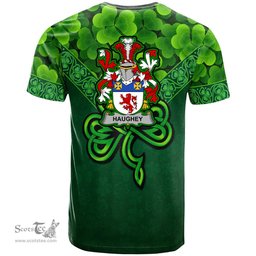ScotsTee Shop Irish Haugher or O Haffey Coat of Arms Irish T Shirt Irish Shamrock Triangle Style