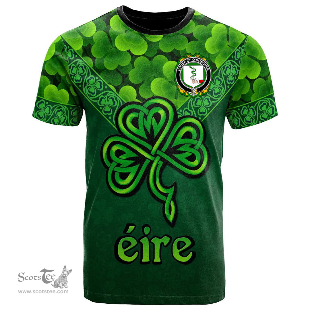 ScotsTee Shop Irish House of O DONOVAN Coat of Arms Irish T Shirt Irish Shamrock Triangle Style