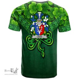 ScotsTee Shop Irish Legg or Legge Coat of Arms Irish T Shirt Irish Shamrock Triangle Style