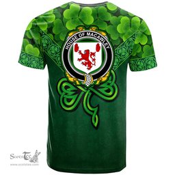 ScotsTee Shop Irish House of MACAWLEY Coat of Arms Irish T Shirt Irish Shamrock Triangle Style