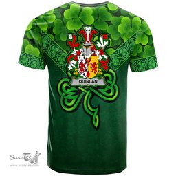 ScotsTee Shop Irish Quinlan or O Quinlevan Coat of Arms Irish T Shirt Irish Shamrock Triangle Style