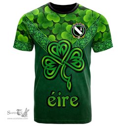 ScotsTee Shop Irish House of PLUNKETT Coat of Arms Irish T Shirt Irish Shamrock Triangle Style