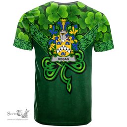 ScotsTee Shop Irish Regan or O Regan Coat of Arms Irish T Shirt Irish Shamrock Triangle Style