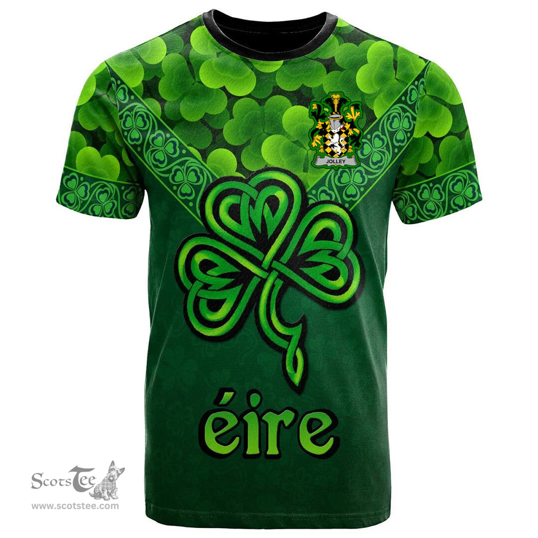 ScotsTee Shop Irish Jolley or Jolly Coat of Arms Irish T Shirt Irish Shamrock Triangle Style