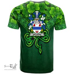 ScotsTee Shop Irish Gilligan or McGilligan Coat of Arms Irish T Shirt Irish Shamrock Triangle Style