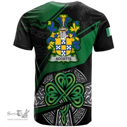 ScotsTee Shop Irish Accotts Coat of Arms Irish T Shirt Irish Celtic Cross & Shamrock