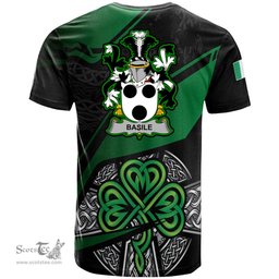 ScotsTee Shop Irish Basile Coat of Arms Irish T Shirt Irish Celtic Cross & Shamrock
