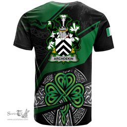 ScotsTee Shop Irish Archdekin Coat of Arms Irish T Shirt Irish Celtic Cross & Shamrock