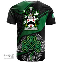 ScotsTee Shop Irish Arnott Coat of Arms Irish T Shirt Irish Celtic Cross & Shamrock