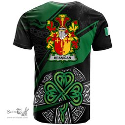 ScotsTee Shop Irish Branigan or O Branagan Coat of Arms Irish T Shirt Irish Celtic Cross & Shamrock