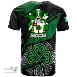 ScotsTee Shop Irish Crowe or McEnchroe Coat of Arms Irish T Shirt Irish Celtic Cross & Shamrock