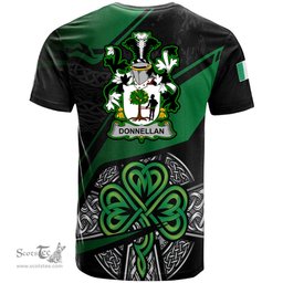 ScotsTee Shop Irish Donnellan or O Donnellan Coat of Arms Irish T Shirt Irish Celtic Cross & Shamrock