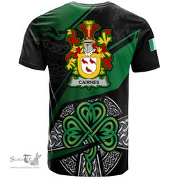 ScotsTee Shop Irish Cairnes Coat of Arms Irish T Shirt Irish Celtic Cross & Shamrock