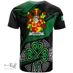 ScotsTee Shop Irish Dorney or O Dorney Coat of Arms Irish T Shirt Irish Celtic Cross & Shamrock