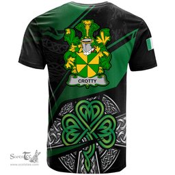 ScotsTee Shop Irish Crotty or O Crotty Coat of Arms Irish T Shirt Irish Celtic Cross & Shamrock