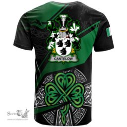 ScotsTee Shop Irish Cantelow e Coat of Arms Irish T Shirt Irish Celtic Cross & Shamrock