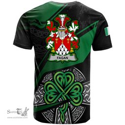 ScotsTee Shop Irish Fagan Coat of Arms Irish T Shirt Irish Celtic Cross & Shamrock