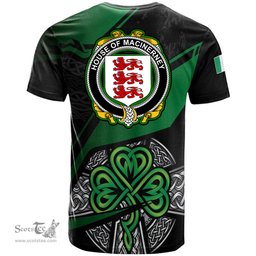 ScotsTee Shop Irish House of MACiNERNEY Coat of Arms Irish T Shirt Irish Celtic Cross & Shamrock