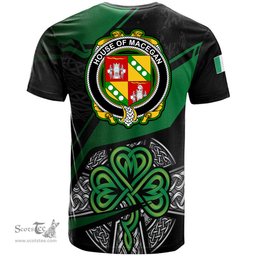 ScotsTee Shop Irish House of MACEGAN Coat of Arms Irish T Shirt Irish Celtic Cross & Shamrock
